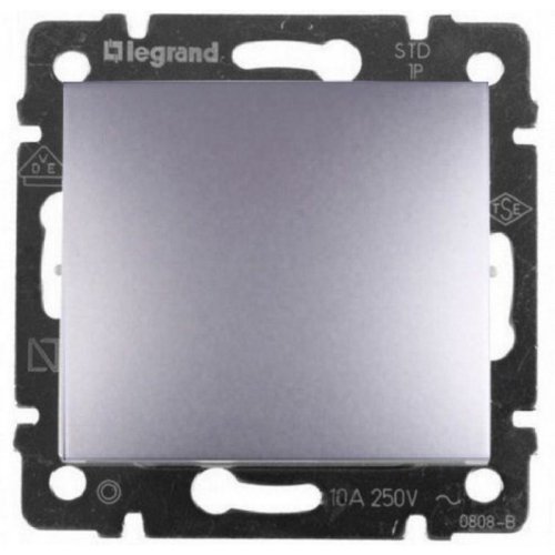 Выключатель кнопочный без рамки Legrand Valena 1-кл. алюминий картинка